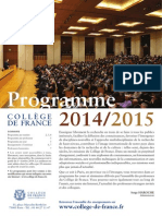 Collège de France Programme 2014-2015