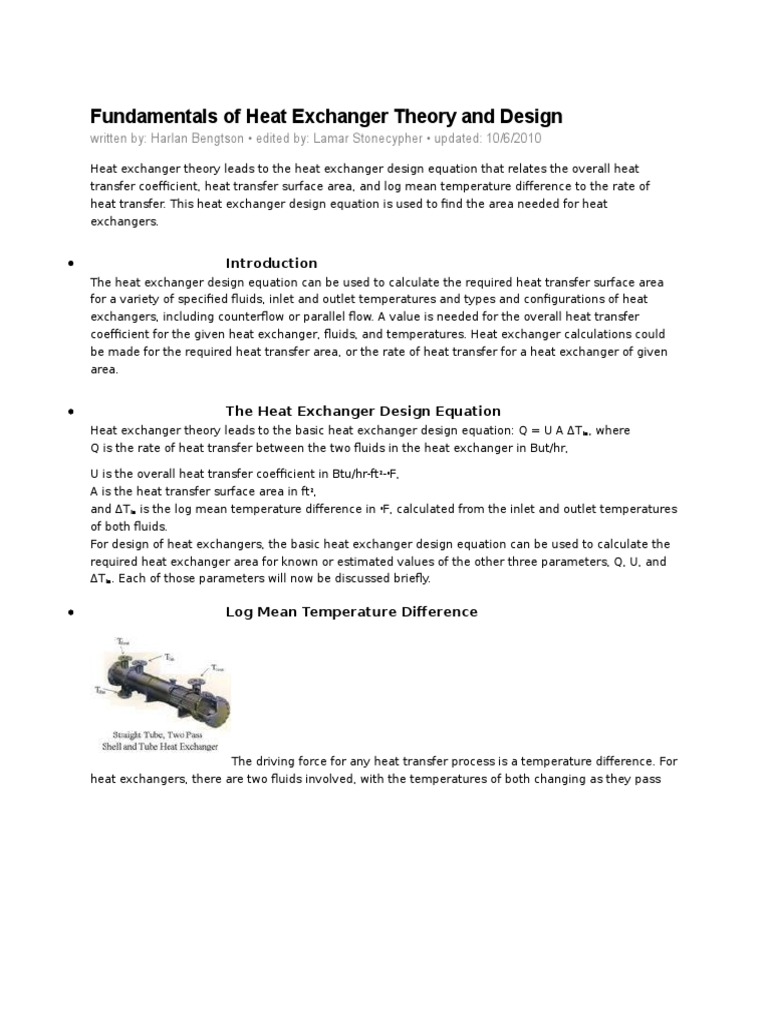 Heat Exchanger Design Fundamentals | PDF | Heat Exchanger | Heat