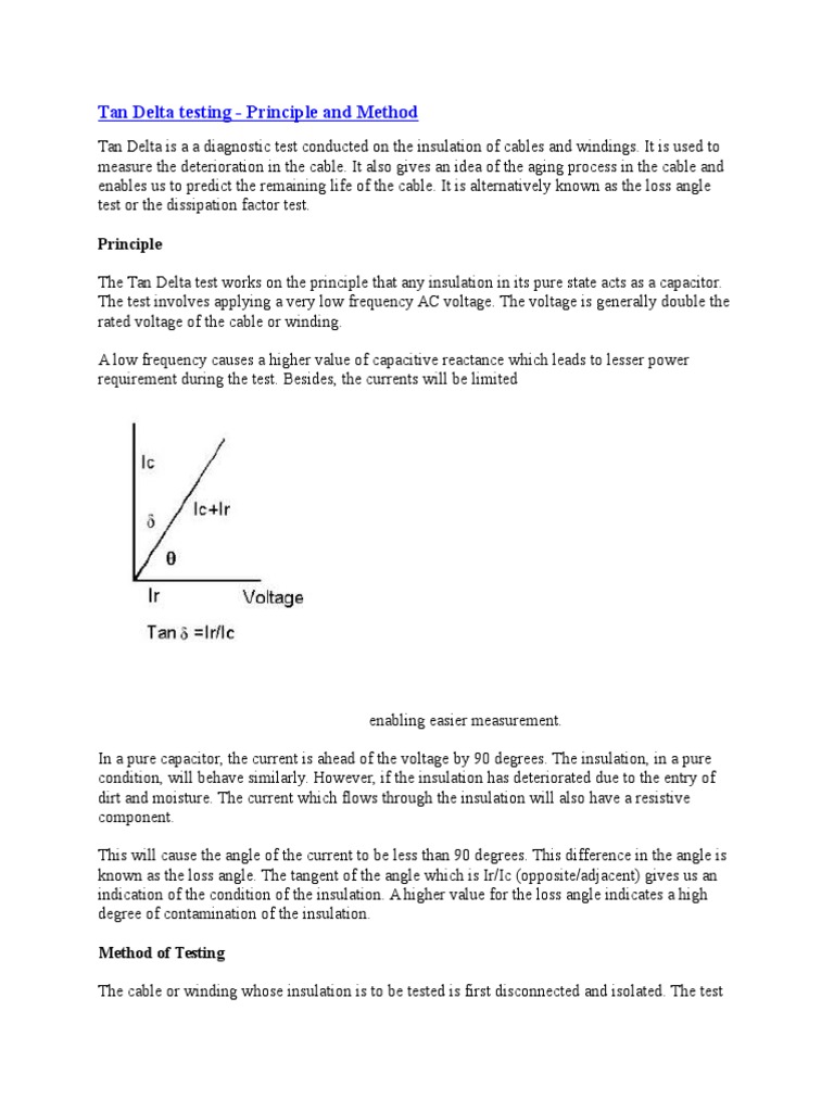 Tan Delta Testing - Principle and Method | PDF