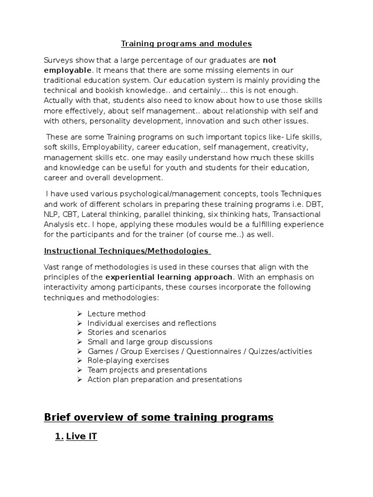 Training Programs and Modules | PDF | Thought | Decision Making