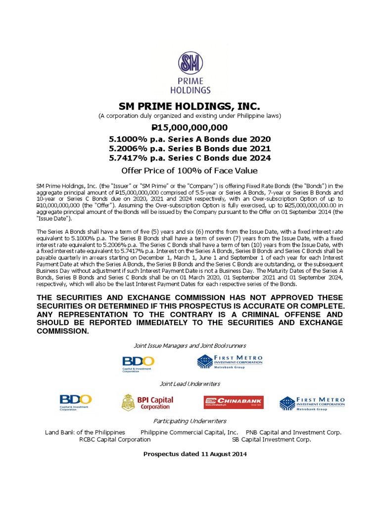 SMPH Prospectus VFINAL Bdo Unibank Bonds (Finance)