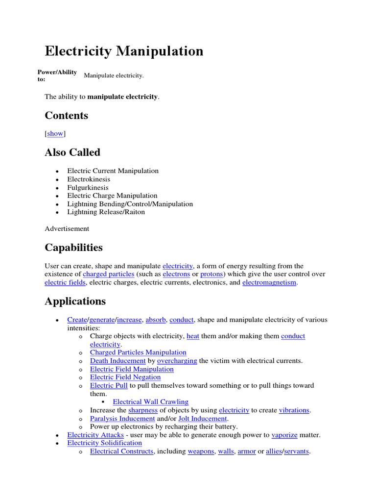 Electricity Manipulation PDF Lightning Electricity