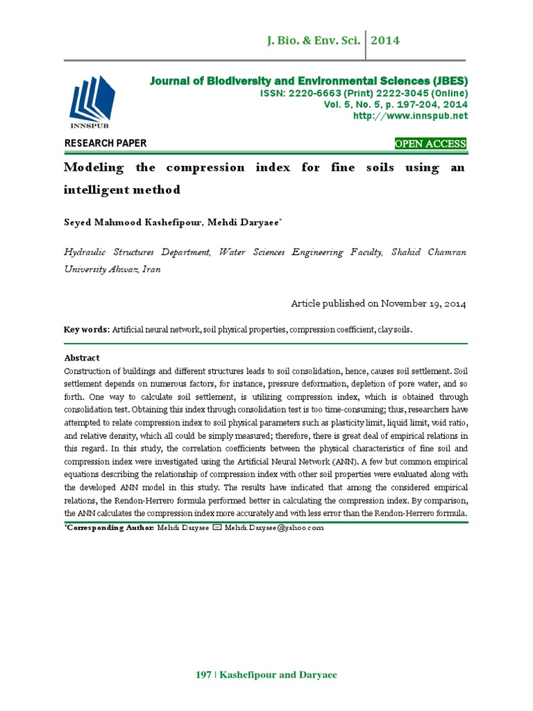 Compression Index Modeling for Fine Soils | PDF | Prediction | Soil