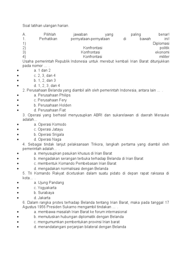 Bank Soal Latihan Ulangan Harian 1