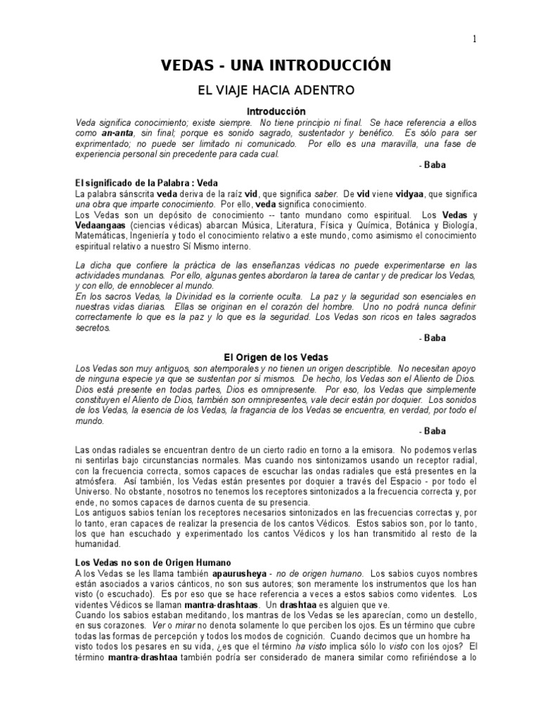Significado y Origen de los Vedas | PDF | Vedas | Sonido