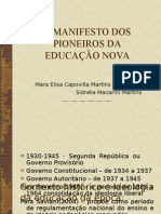 Manifesto Dos Pioneiros Da Educacao Nova
