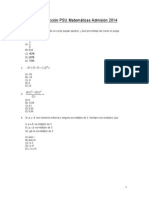 Reconstrucción PSU Matemáticas Admisión 2014