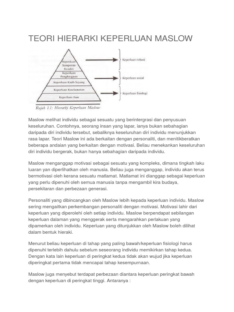 Teori Hierarki Keperluan Pdf