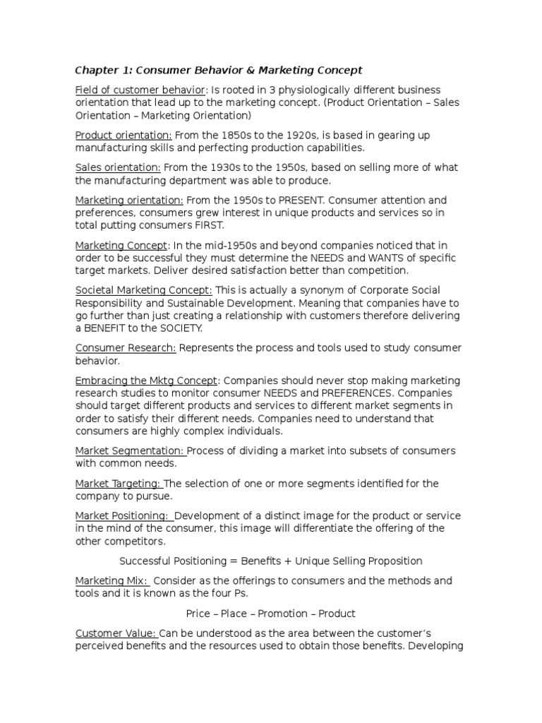 Consumer Behavior and Marketing Concepts | PDF | Marketing | Sales
