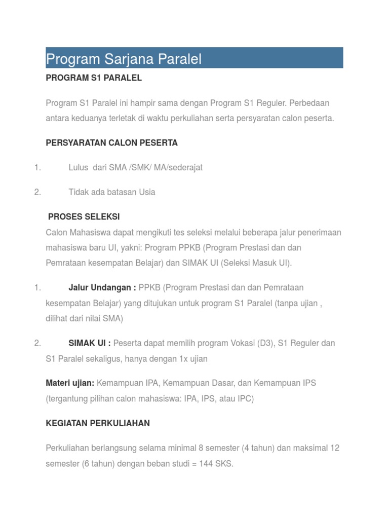 Perbedaan S1 Reguler Dan S1 Paralel Ui - Tips Membedakan