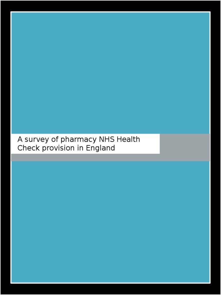 A Survey of Pharmacy NHS Health Check Provision in England | PDF ...