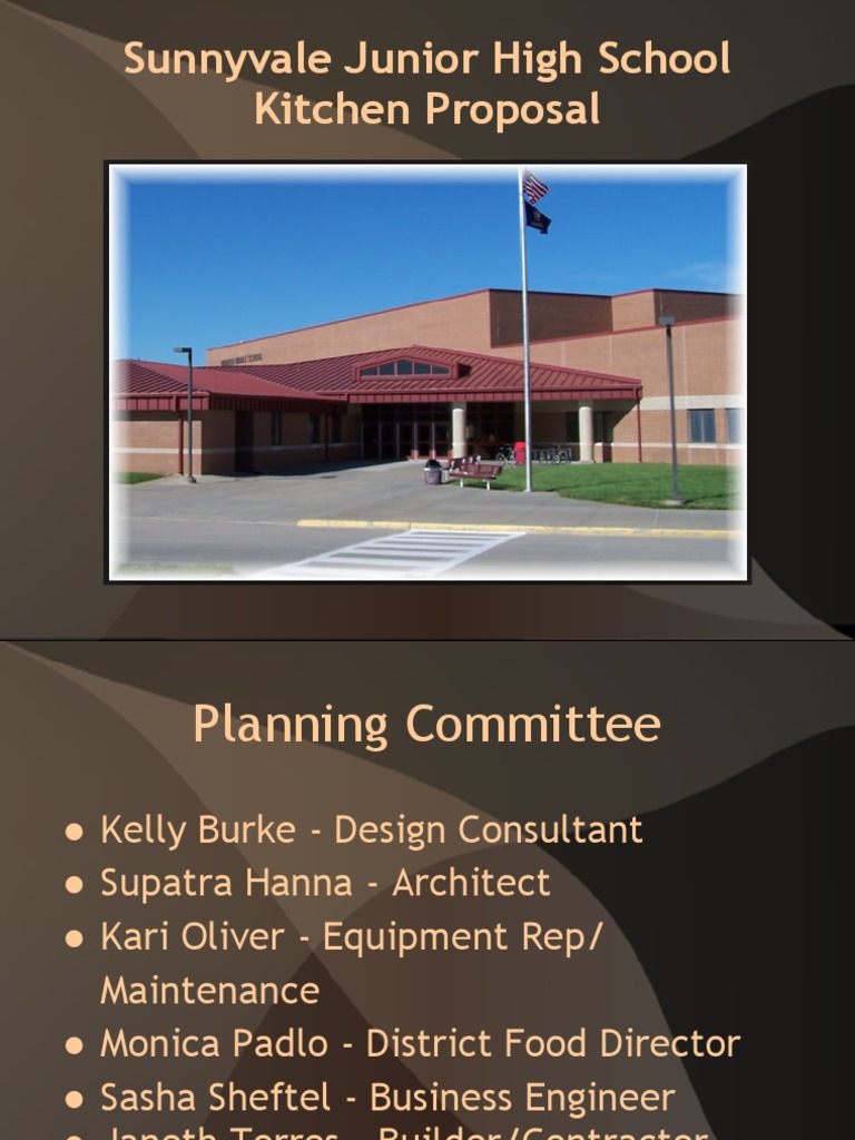 Sunnyvale Junior High Kitchen Proposal | PDF | Lunch | Food And Drink