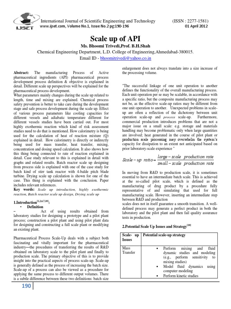 PP 190-196 Scale Up of API | PDF