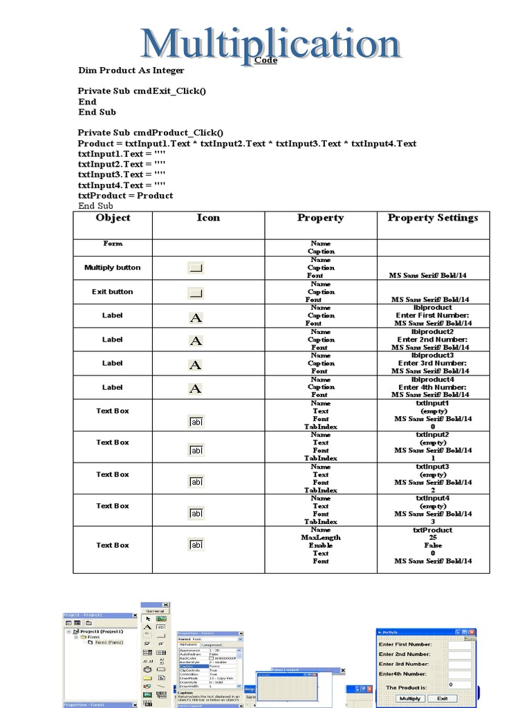 Visual Basic Multiplication Form | PDF | Serif | Text
