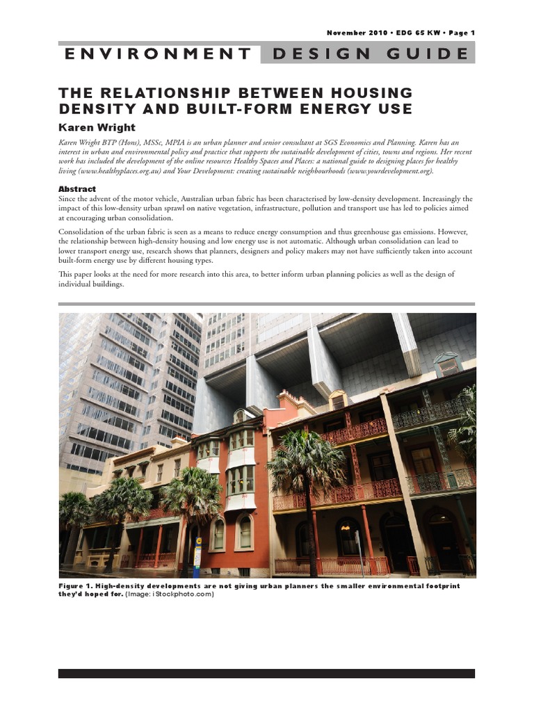 ThE RElaTioNshiP BETWEEN HousiNG DENsiTy AND BuilT FoRm ENERGy UsE