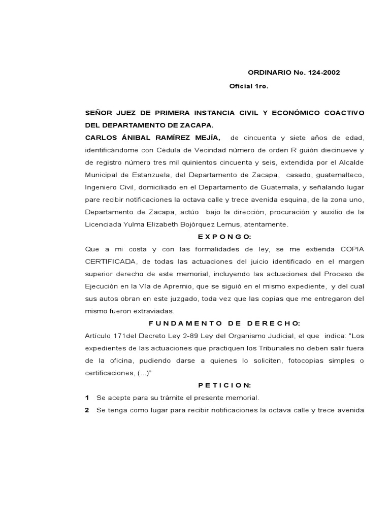 Incidente de Reposición de Autos Civil | PDF | Guatemala | Virtud