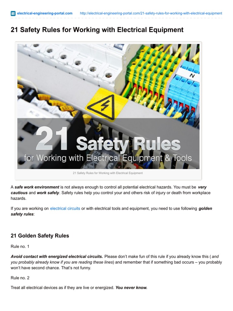 Safety Rules for Working With