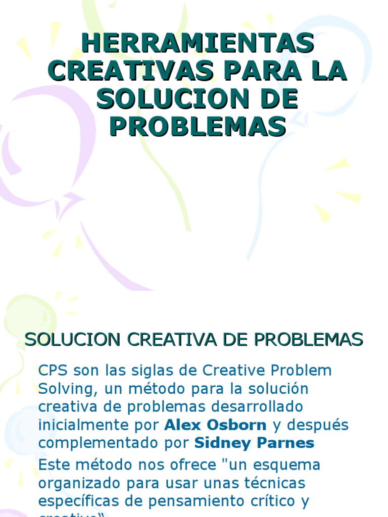 Herramientas Creativas Para La Solucion de Problemas