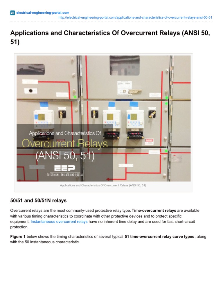Applications and Characteristics of Overcurrent Relays ANSI 50 51 | PDF ...