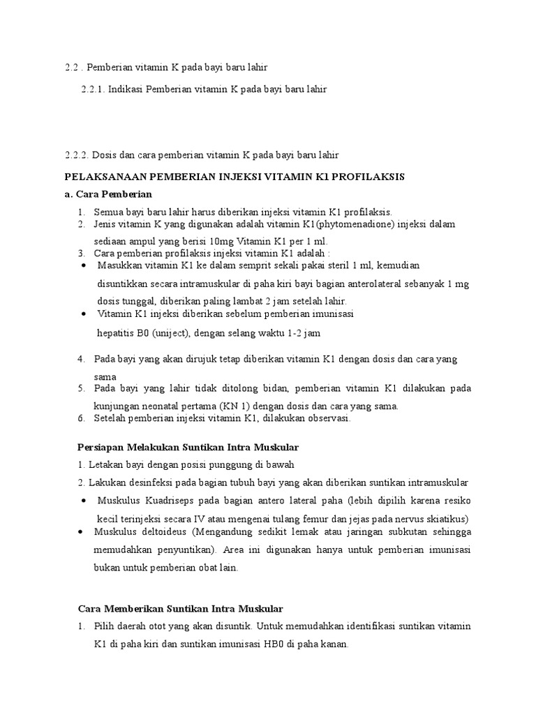 Pemberian Vitamin K Pada Bayi Baru Lahir PDF