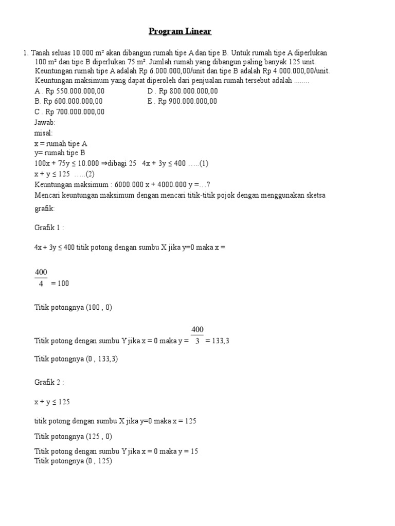 Contoh Soal Dan Pembahasan Program Linier Matematika SMA | PDF | Metode ...