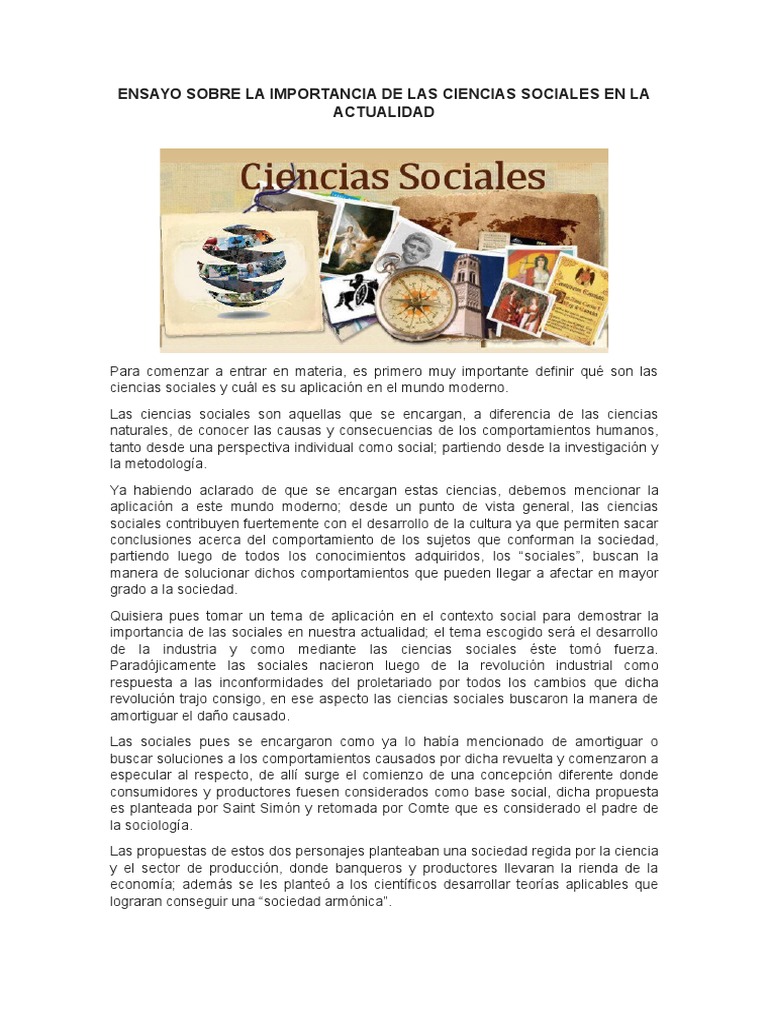 Importancia de Las Ciencias Sociales en La Actualidad | PDF | Ciencias ...