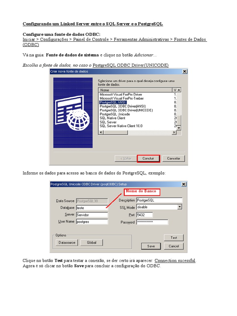 Linked Server Do SQL Server Com o PostgreSQL | PDF