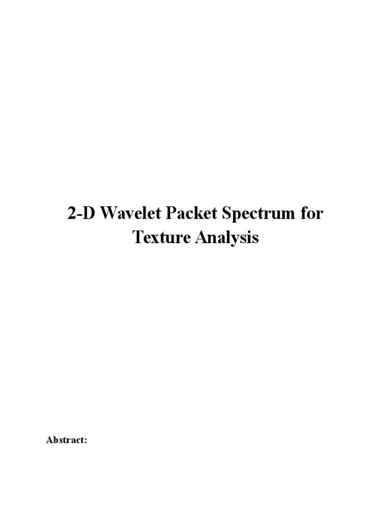 2-D Wavelet Packet Spectrum Analysis | PDF