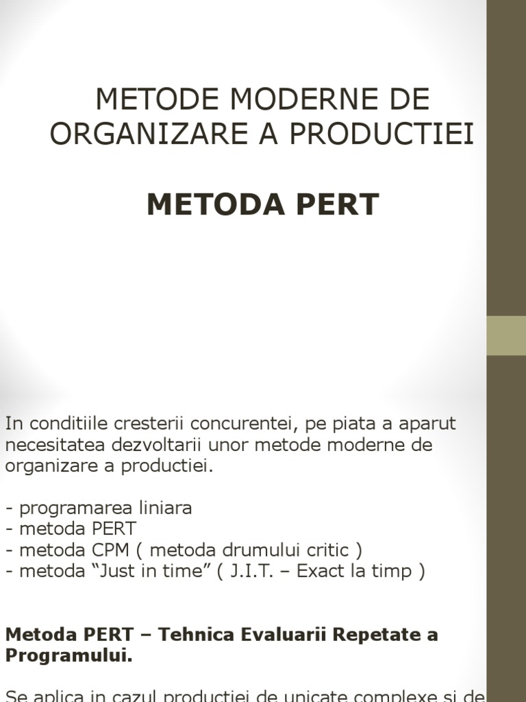 Metoda Pert Și Activitățile În Noduri – NMSMJK