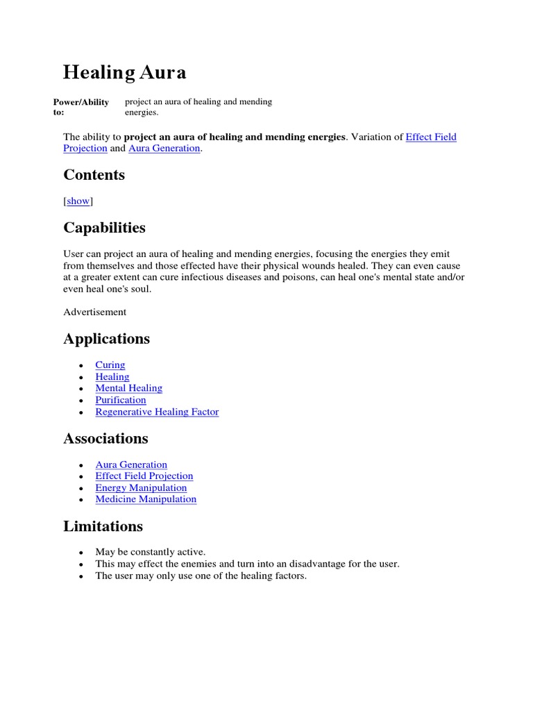 Healing Aura Effect Field Projection Aura Generation PDF