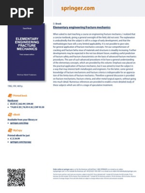 Elementary engineering fracture mechanics [ハードカバー] Broek， D. Elementary Engineering Fracture Mechanics | PDF