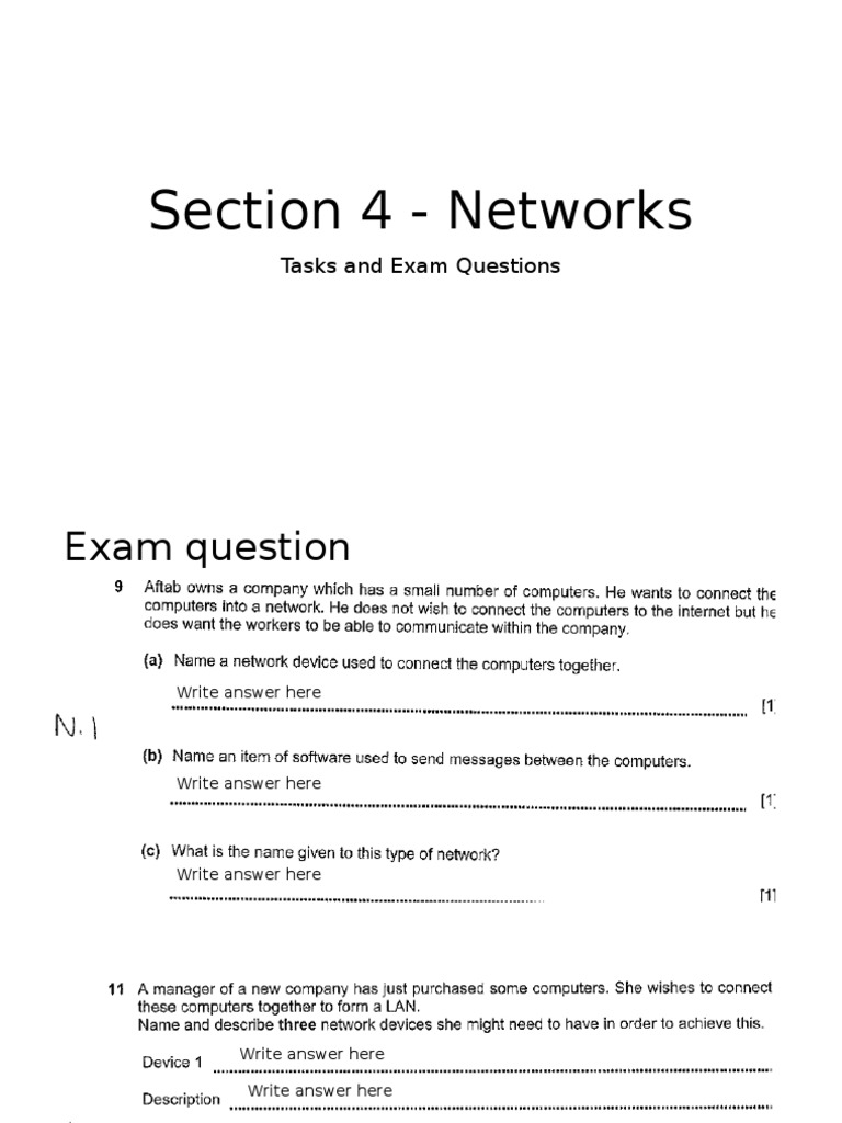 Section 4 Networks Tasks and Exam Questions Wireless Lan