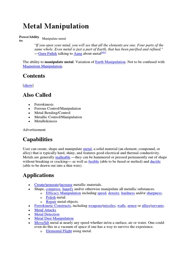 Metal Manipulation PDF Ductility Metals