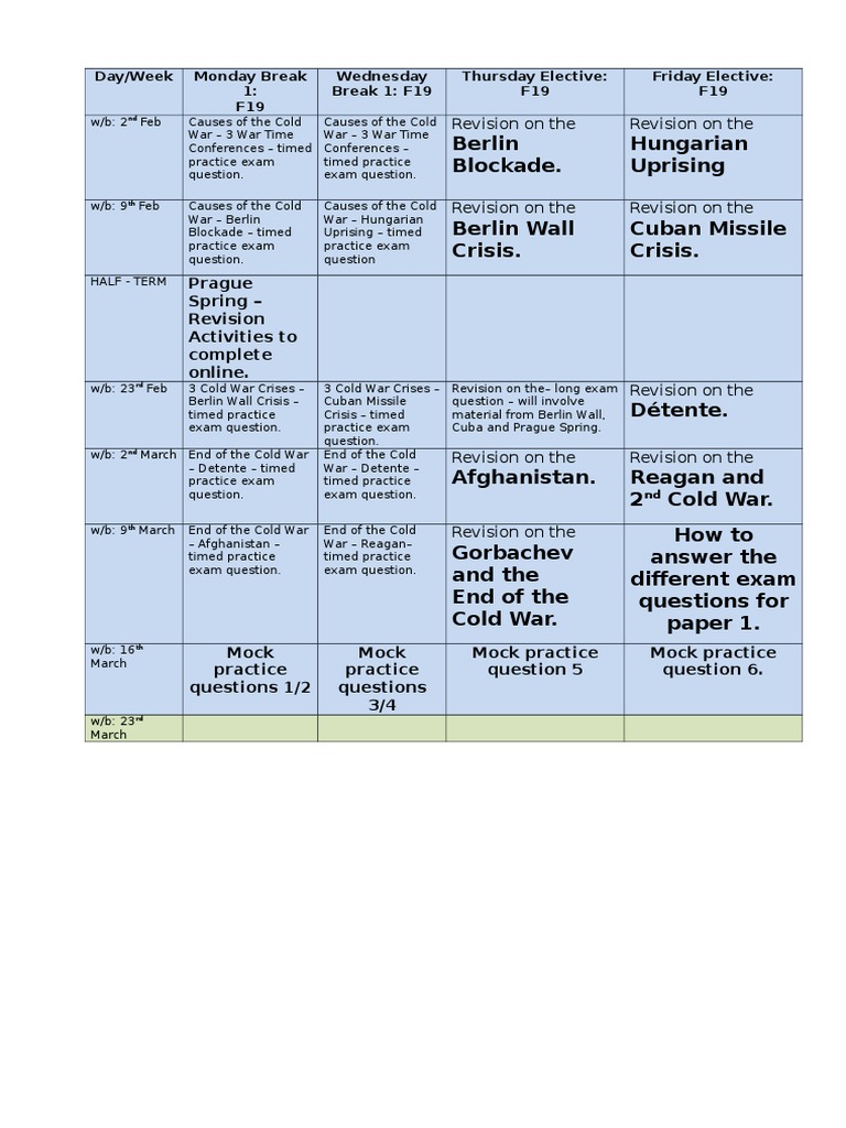 Revision Schedule | PDF | Foreign Language Studies | Science & Mathematics