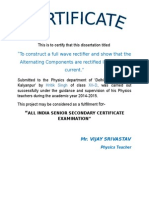 Certificate For Full Wave Rectifier