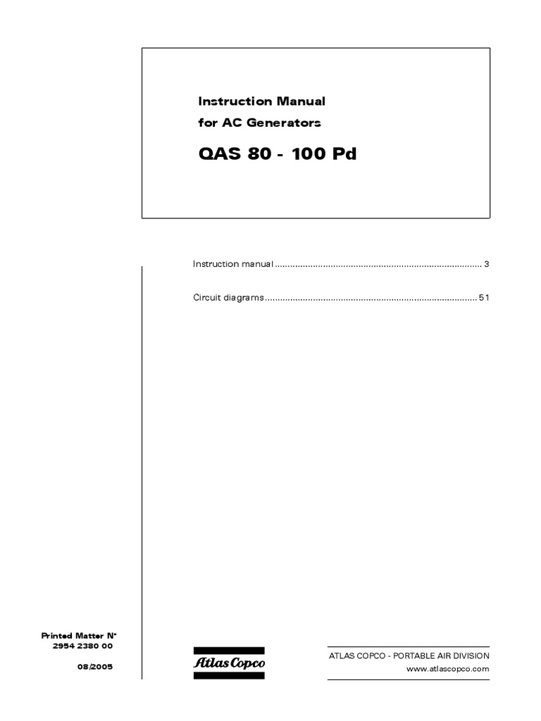 Instruction Manual AC GENERATORS | Battery (Electricity) | Mains Electricity