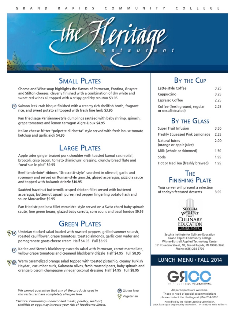 Heritage Lunch Menu.F2014 PDF Salad Coffee