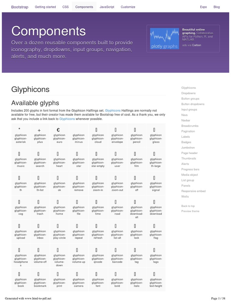 Bootstrap Components PDF | PDF | Bootstrap (Front End Framework) | Menu