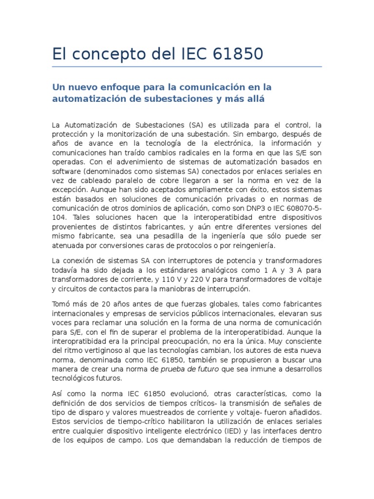 Introducción a la norma IEC 61850 | PDF | Conmutador de red | Red de ...