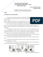 Ficha de Avaliação Português 7.º Ano