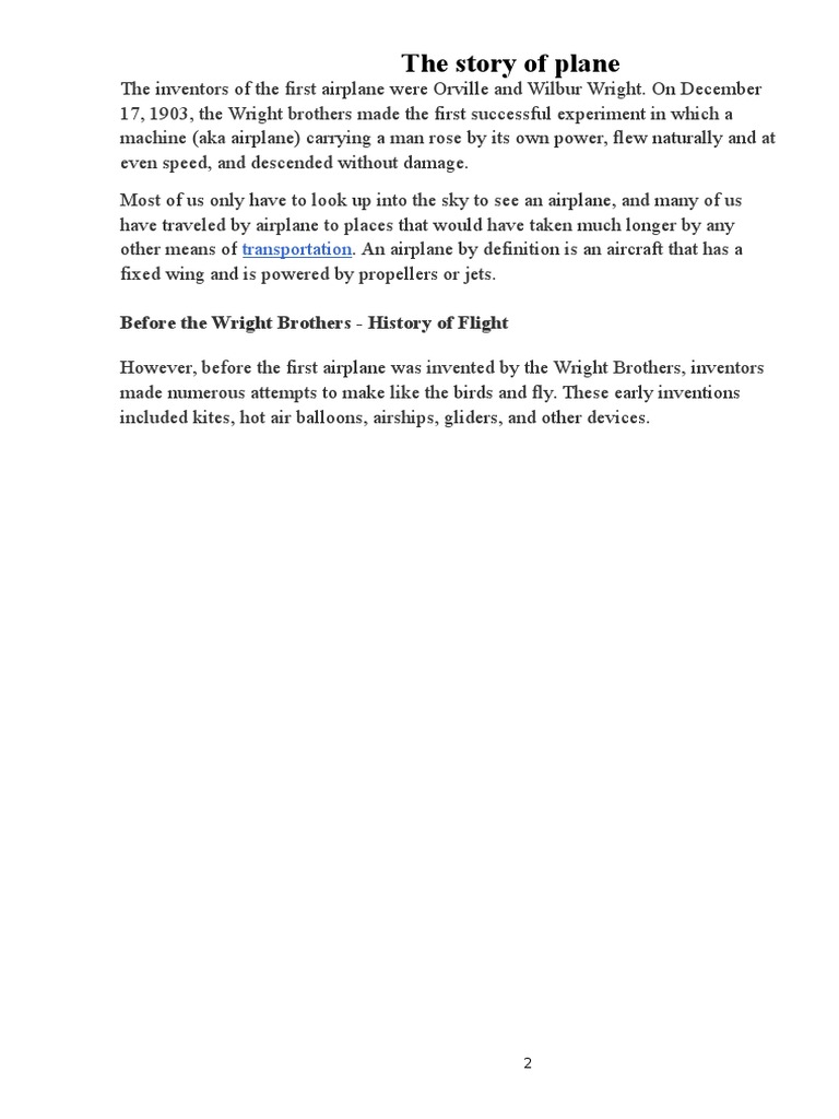 Wright Brothers and Airplane History | PDF | Young Adult