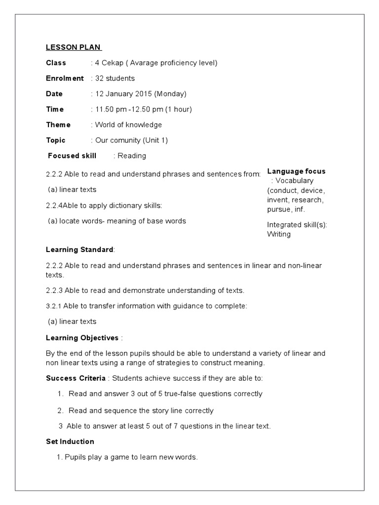 Research project lesson plan picture