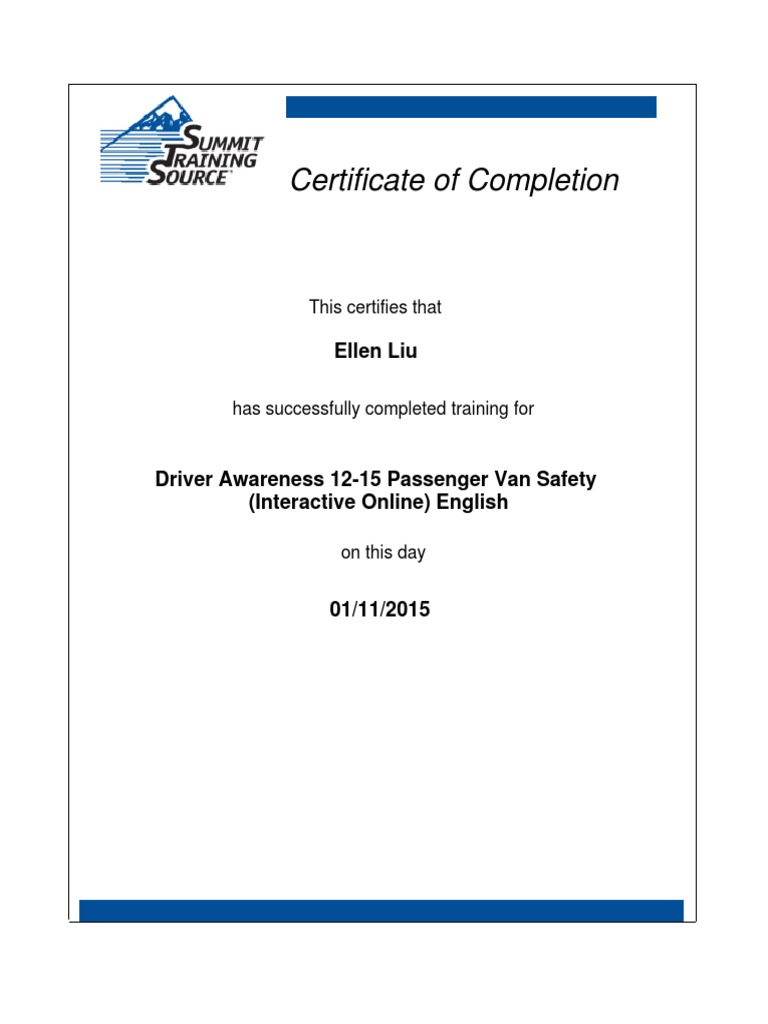 Van Certification | PDF