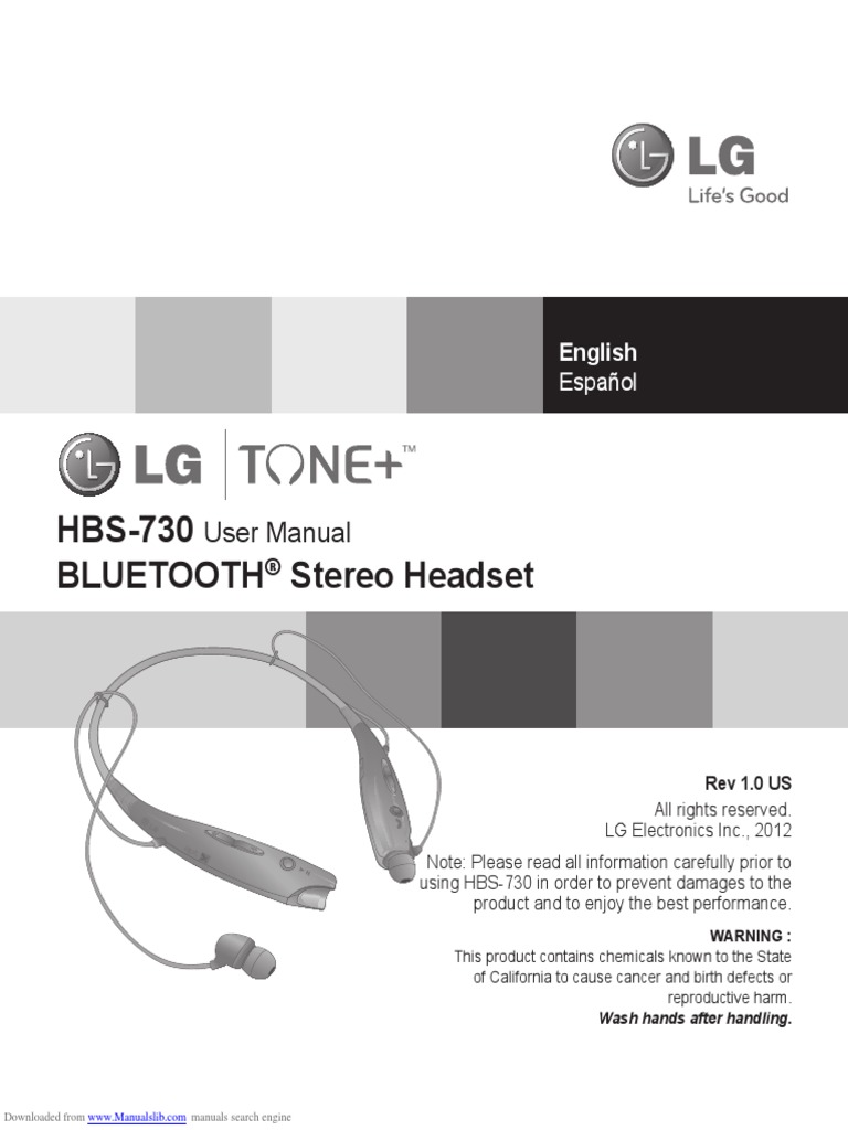 HBS-730 Bluetooth Stereo Headset: User Manual