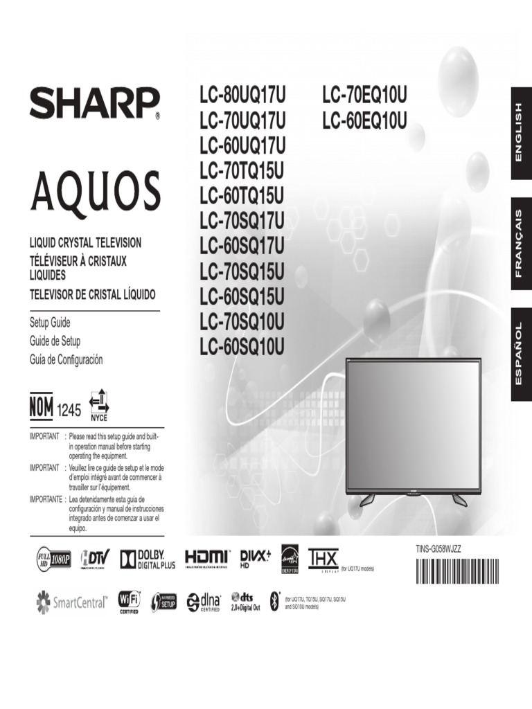 Manual Sharp Aquos eq10 Electromagnetic Interference Ac Power Plugs And Sockets