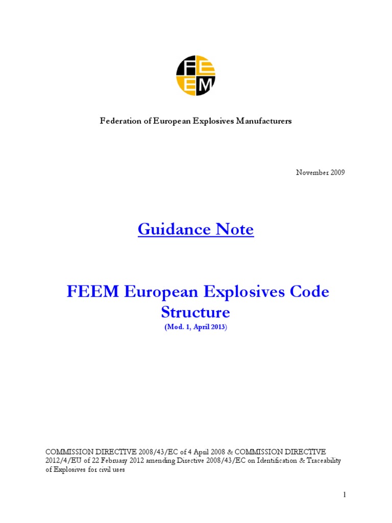 Guidance Note FEEM European Code Structure Mod 1 April 2013 PDF