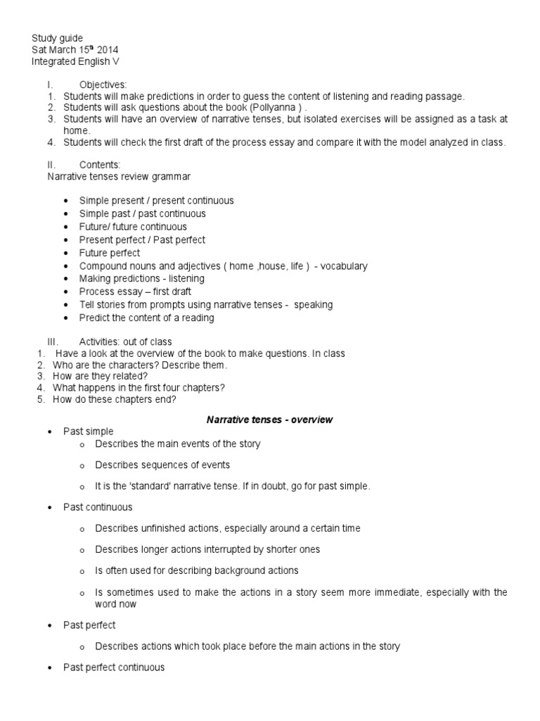 Integrated English V Study Guide | PDF | Grammatical Tense | Semiotics