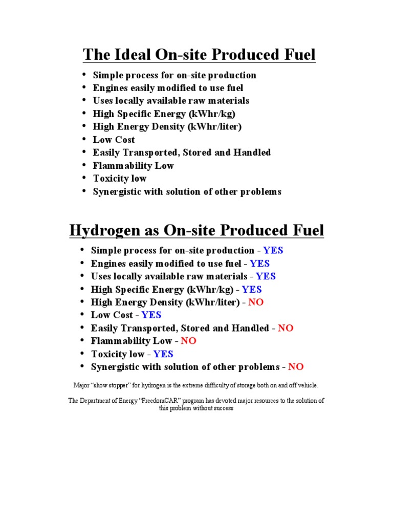 On-Site Fuel Production Methods Analysis | PDF | Internal Combustion ...