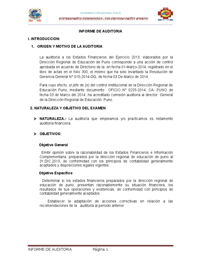 Informe de Auditoria gubernamental