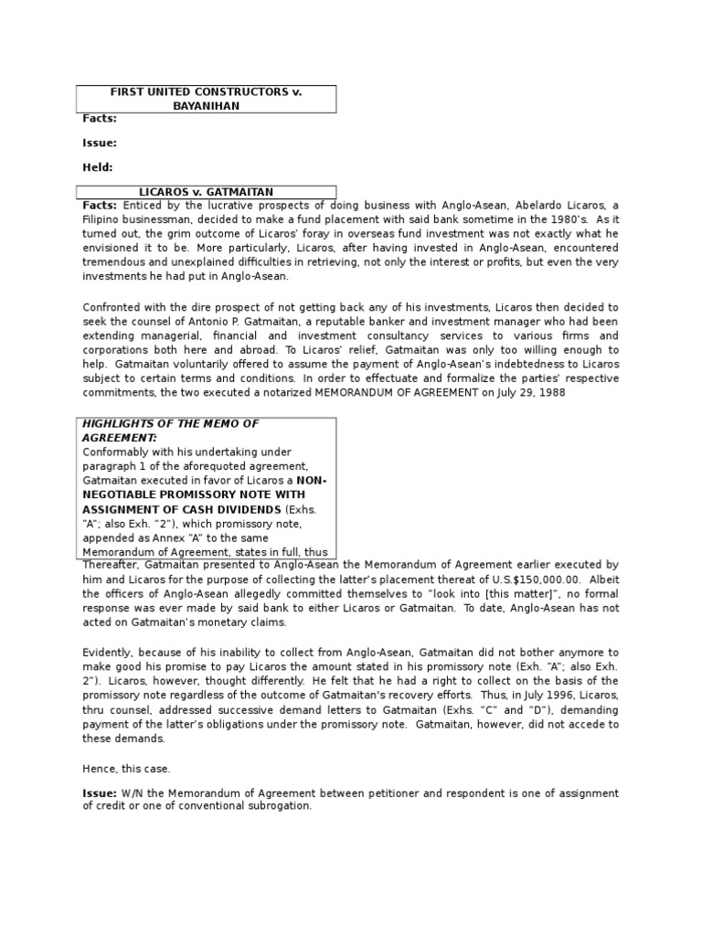 Assignment vs. Subrogation in Contracts | PDF | Assignment (Law ...